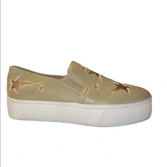 Design lab Celestial Platforms Rose Gold Star Loafers Slip on Low Sneaker Shoes - Picture 2 of 4